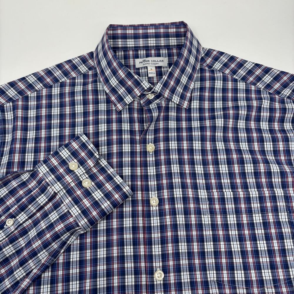 Peter Millar Summer Comfort Large Multicolor Plaid Long Sleeve Button Up Shirt